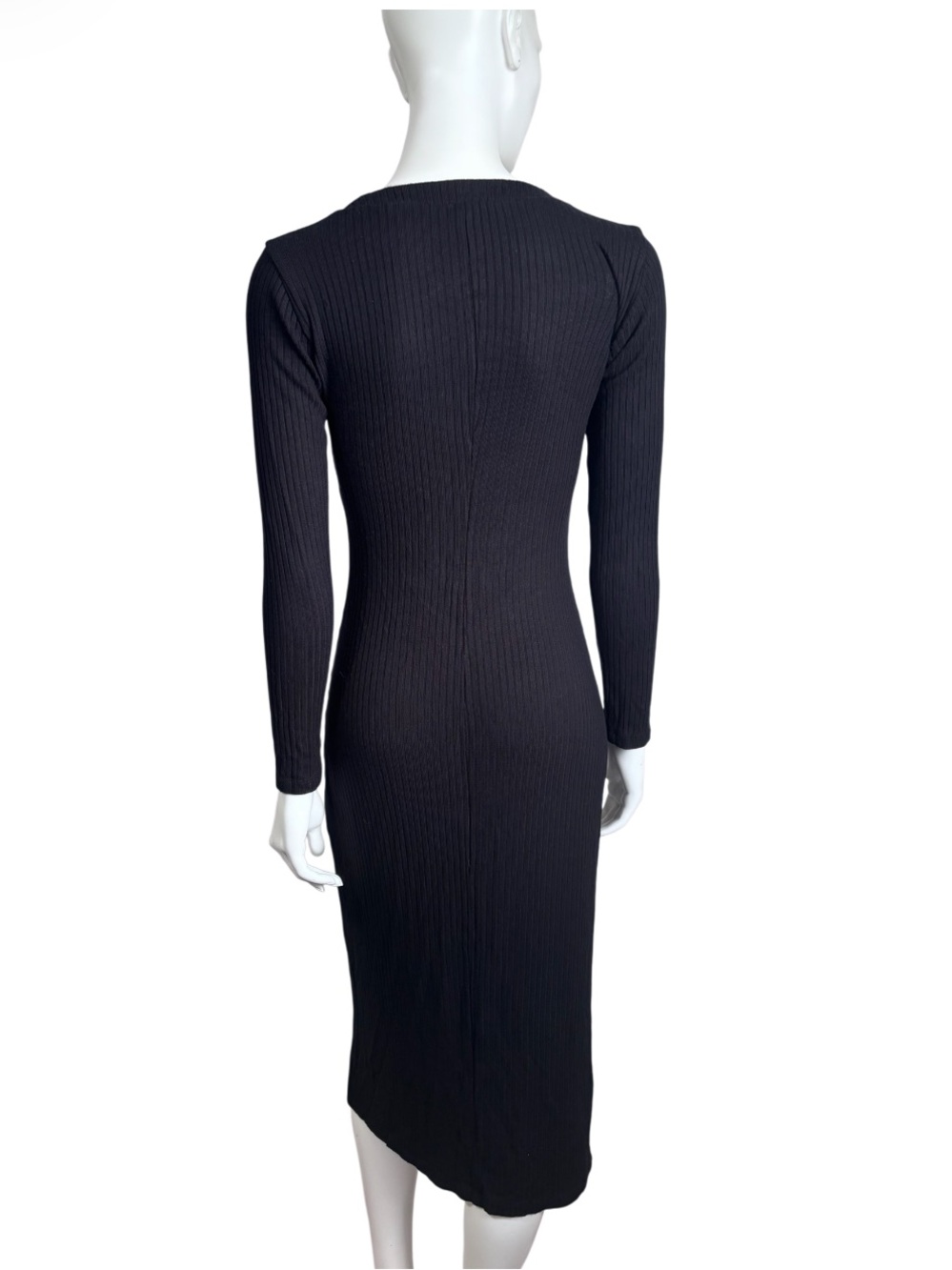 Reformation Ricky Knit Ribbed Black Dress - Picture 5 of 13